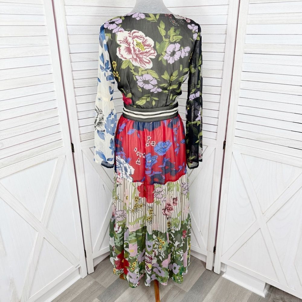 Kaktus Floral Patternblock Patchwork Tiered Maxi … - image 4